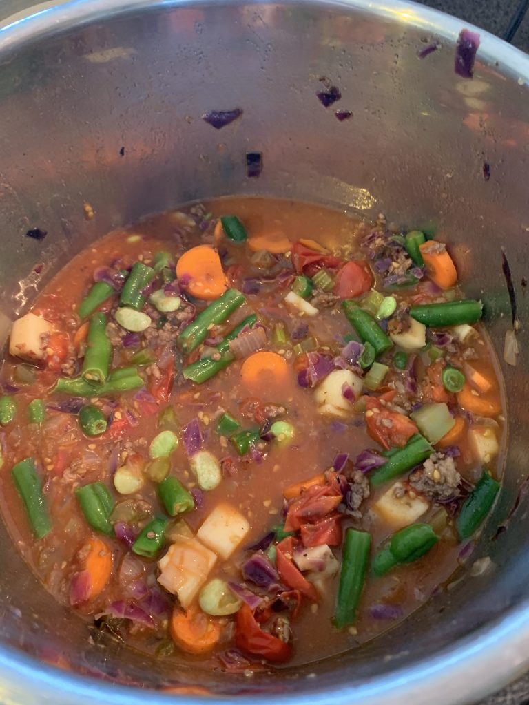 adding frozen veggies to soup