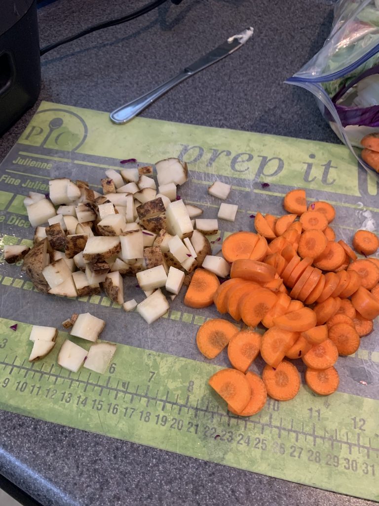 diced potatoes and carrots for veggie beef soup