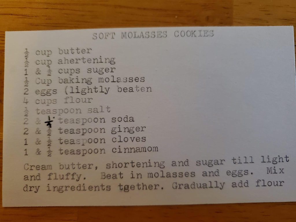 front side recipe card for cookies